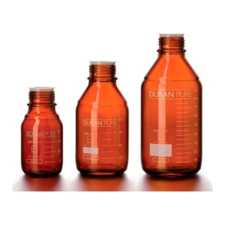 Cp Lab Safety. Duran PURE Bottle Only, Amber Borosilicate Glass, GL45, 100ML, Case of 10 818062402